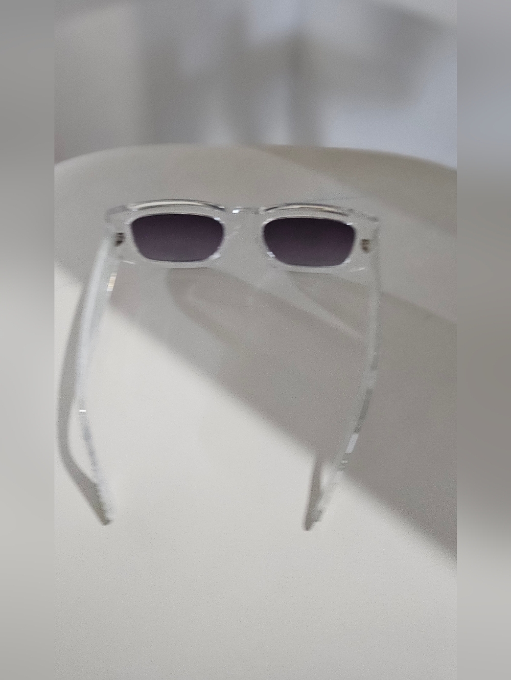 Retro Clear Frame Sunglasses Tropical Palm Print Arms Gradient Lens UV Protectio - Picture 6 of 6